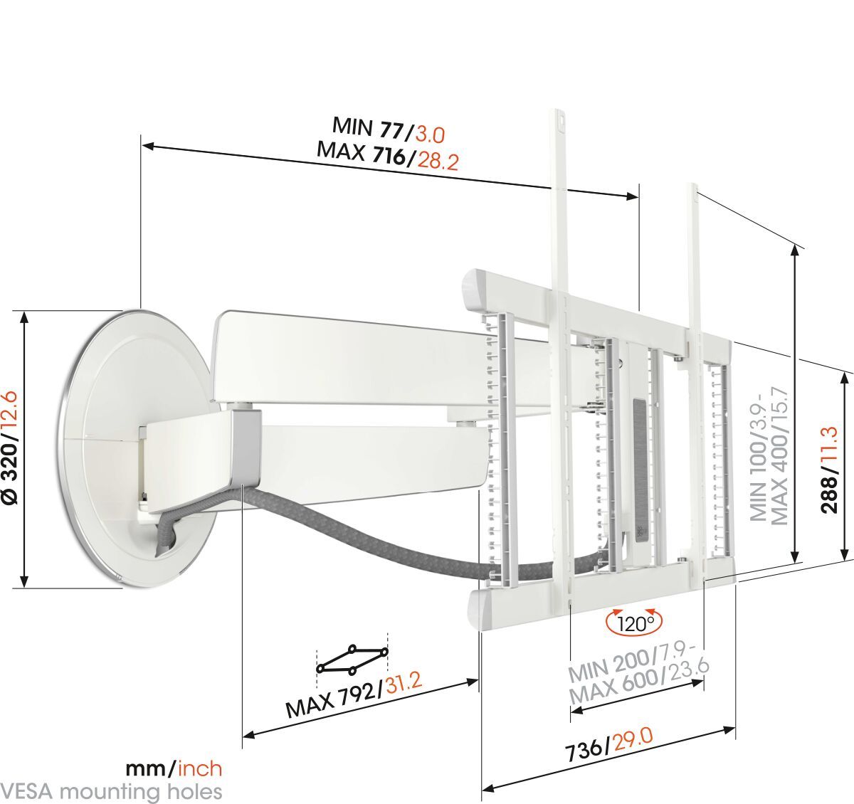 Vogels TVM7655 Display wall mount White