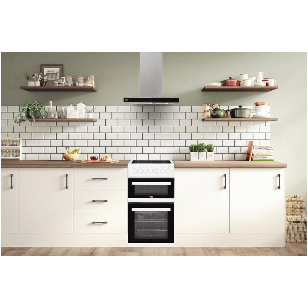 Beko EDVC503W 50cm Electric Double Oven with Ceramic Hob - White