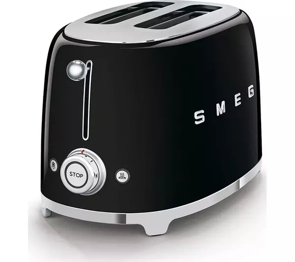 SMEG TSF01BLUK 2 Slice Toaster With KLF03BLUK Kettle 50s Retro Style Bundle Black