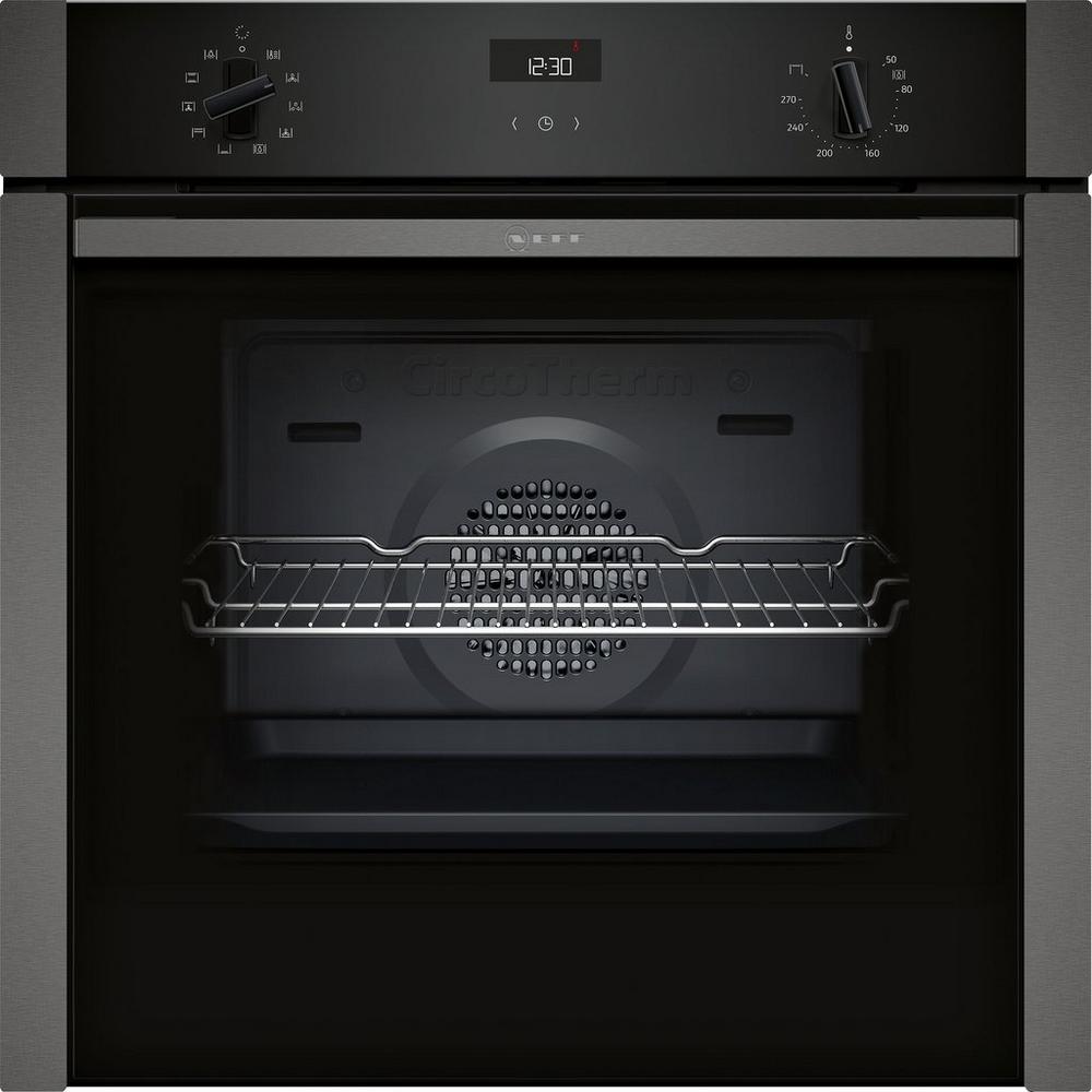 Neff B3ACE4HG0B Slide and Hide 59.4cm Built In Electric Single Oven - Black with Graphite Trim