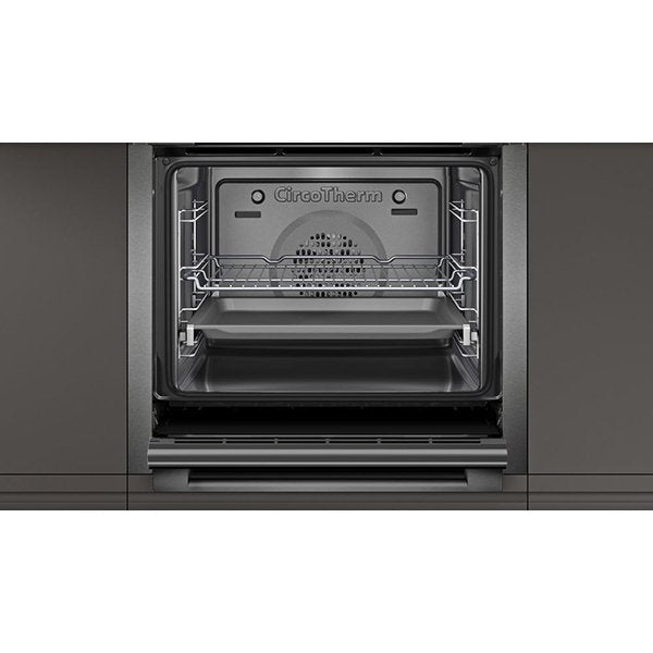 Neff B3ACE4HG0B Slide and Hide 59.4cm Built In Electric Single Oven - Black with Graphite Trim