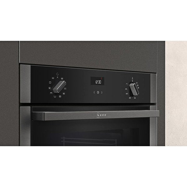 Neff B3ACE4HG0B Slide and Hide 59.4cm Built In Electric Single Oven - Black with Graphite Trim