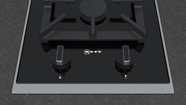 Neff N23TS29N0 30cm Gas Domino hob - Black/Stainless Steel Top Trim