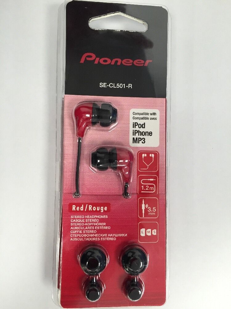 Pioneer SECL501R Fully Enclosed Dynamic In Ear Headphones in Red