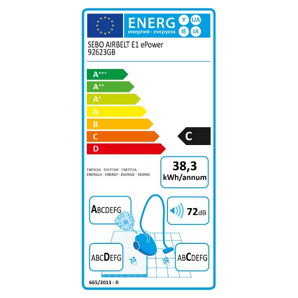 Sebo 92623GB Airbelt E1 ePower Cylinder Vacuum Cleaner