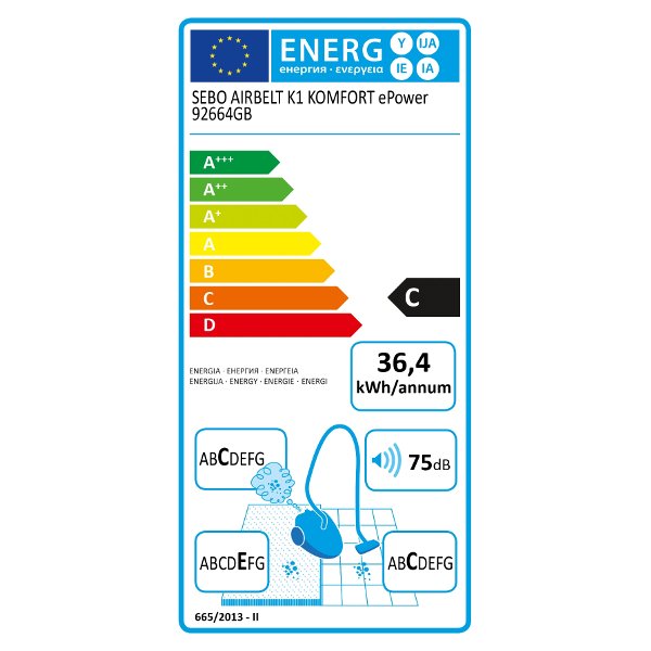 Sebo 92664GB Airbelt K1 Komfort ePower Vacuum Cleaner