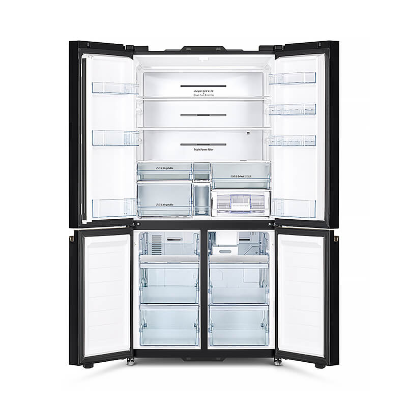 Hitachi RWB640VGB1XMGW French Bottom Freezer Luxury 638L Vacuum Compartment Matt Glass White Open