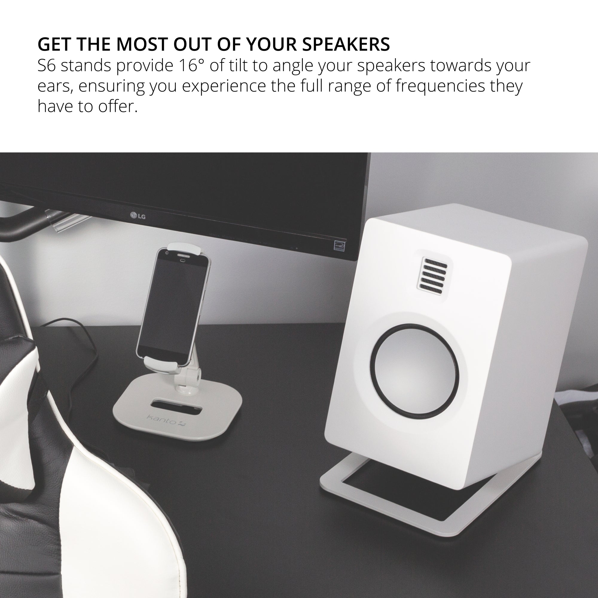 Kanto S6 Large Desktop Speaker Stands White