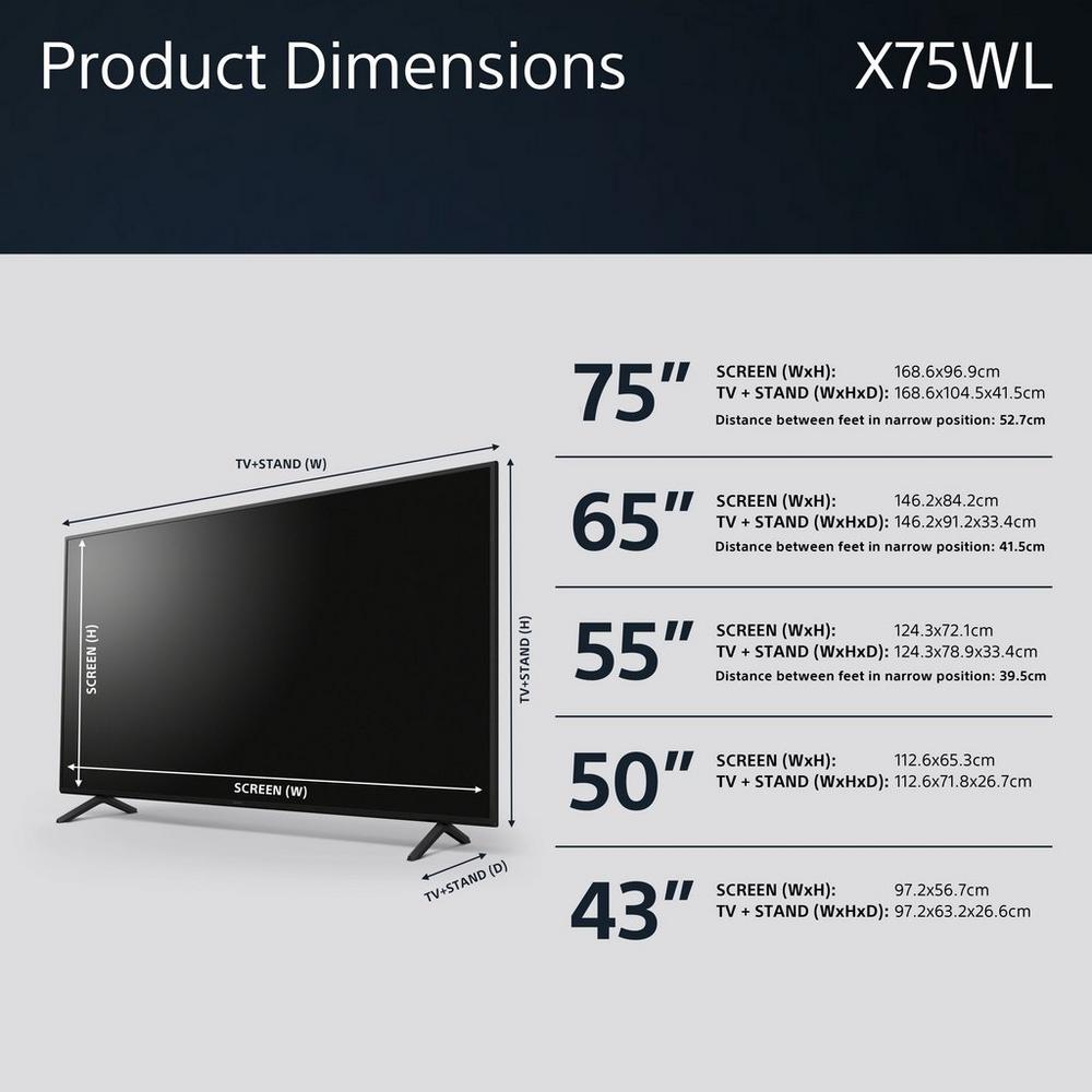 Sony KD43X75WLPU 43 Inch X75WL LED 4K UHD HDR Google Smart Bravia TV