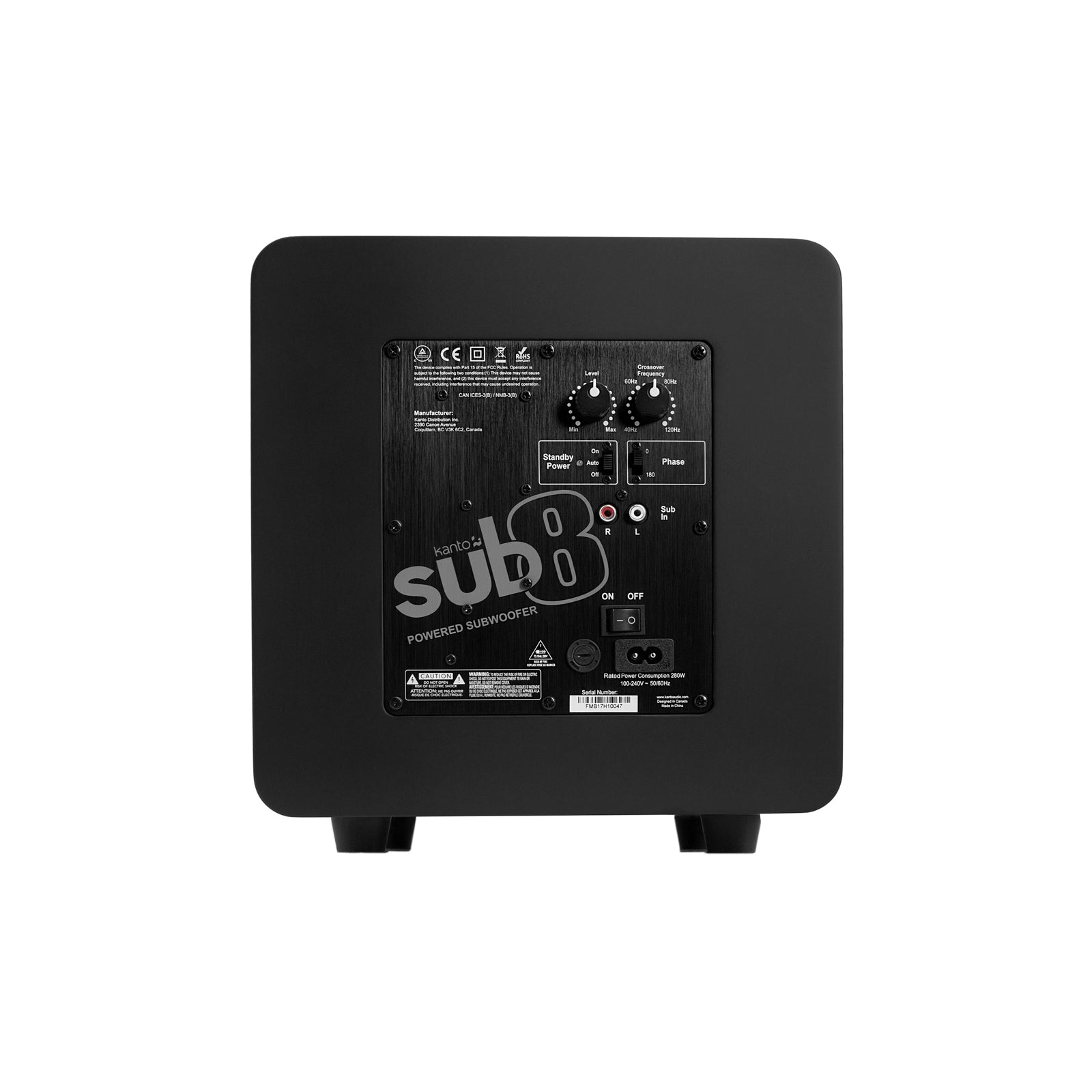 Kanto SUB8 Vinyl Subwoofer Matte Black