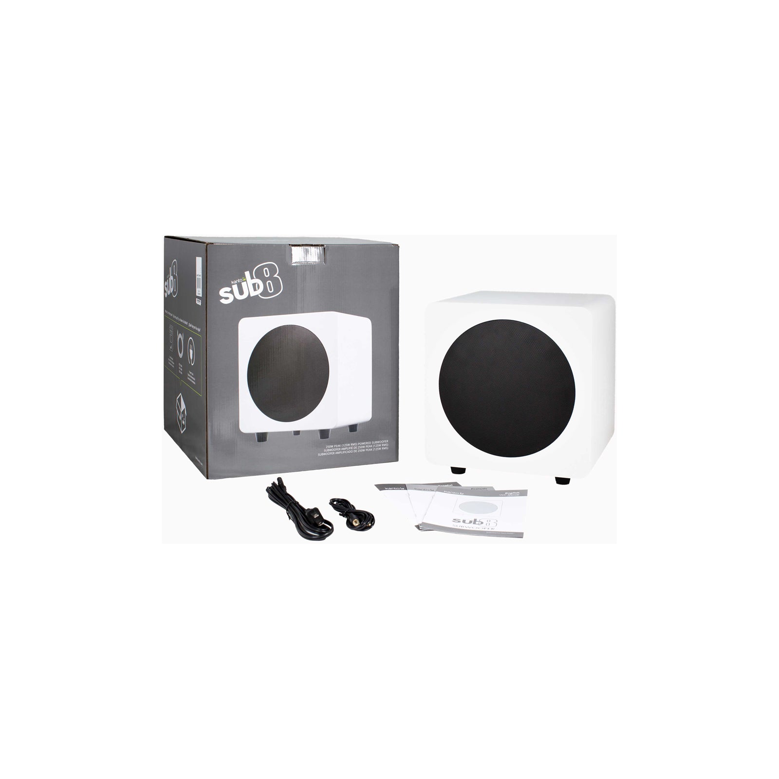 Kanto SUB8 Vinyl Subwoofer Matte White