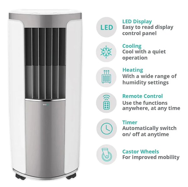 I-eco IPAC-100021 Apollo 12000 BTU MK2 - WiFi Portable Air Conditioner with Carbon Filter