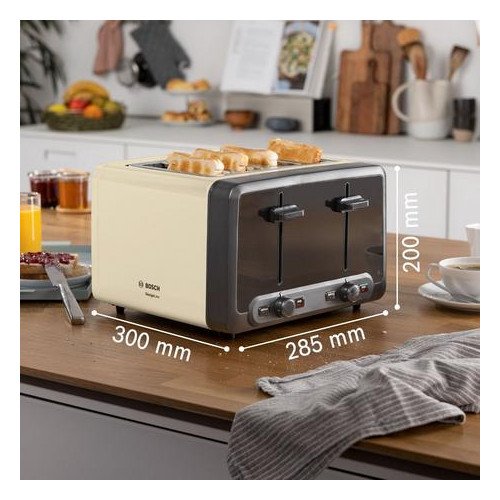 Bosch TAT4P447GB 4 Slot Toaster Cream