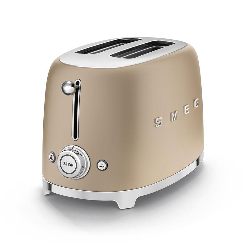 SMEG TSF01CHMUK 50s Retro Style 2 Slice Toaster Matte Champagne