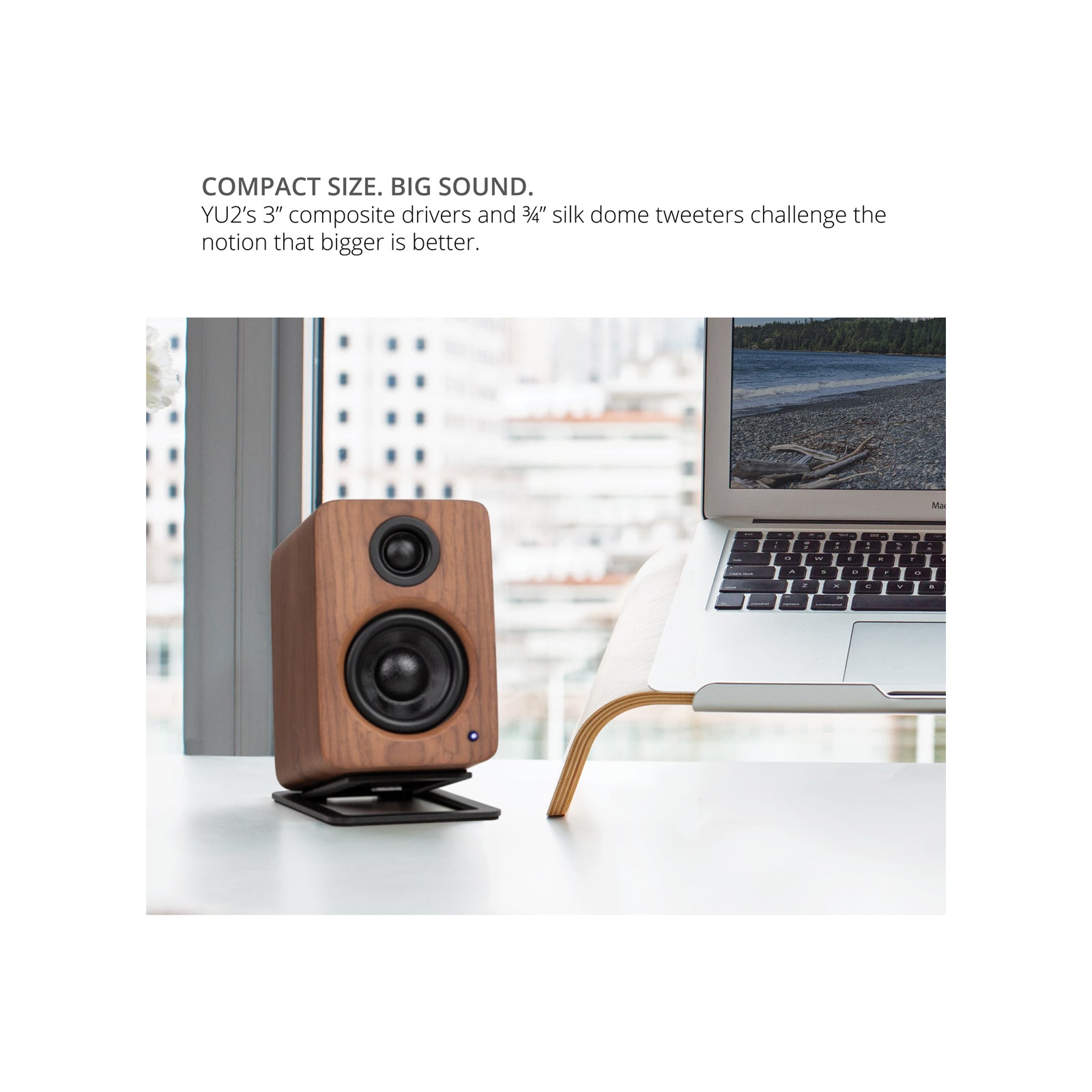 Kanto YU2 Powered Desktop Speakers Walnut