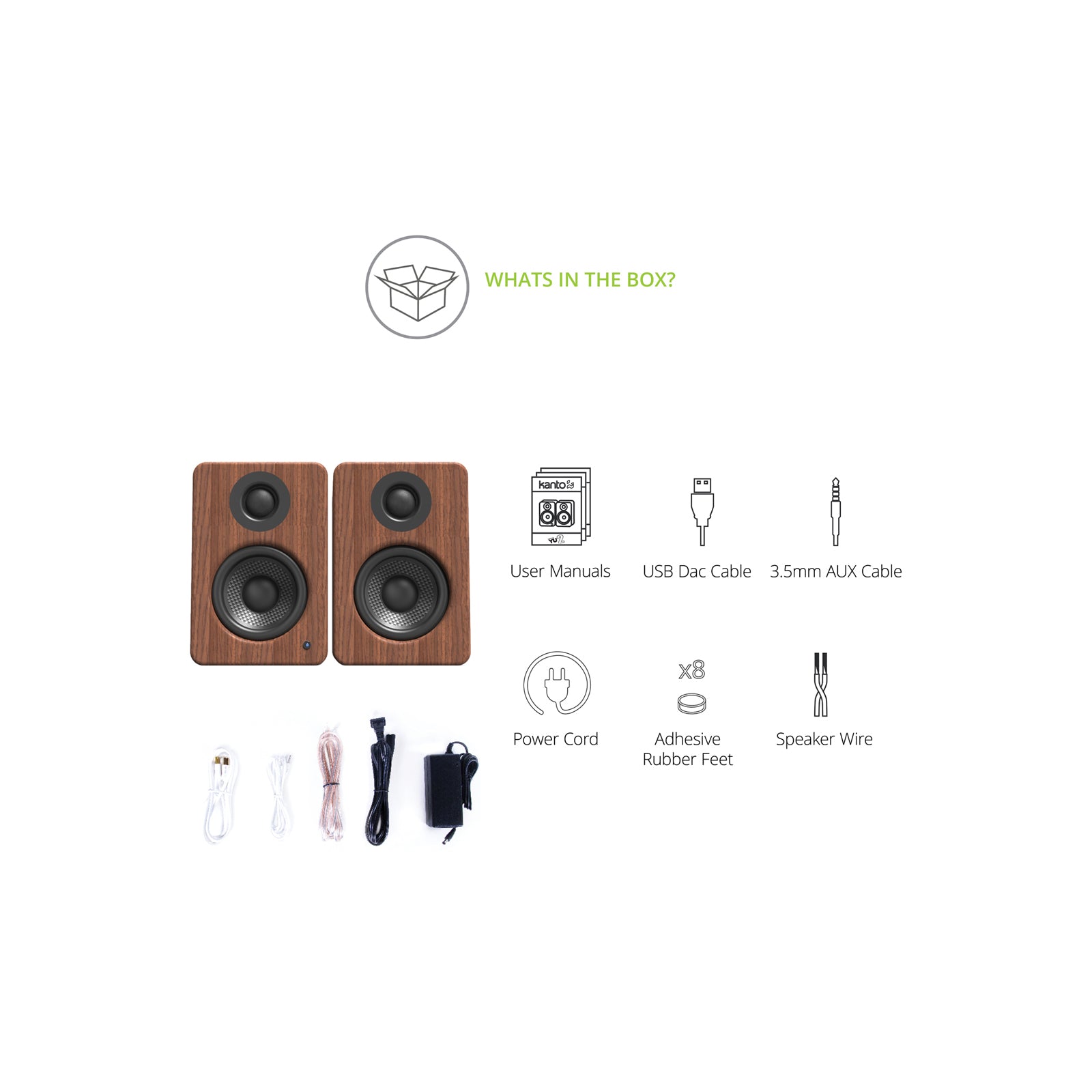 Kanto YU2 Powered Desktop Speakers Walnut