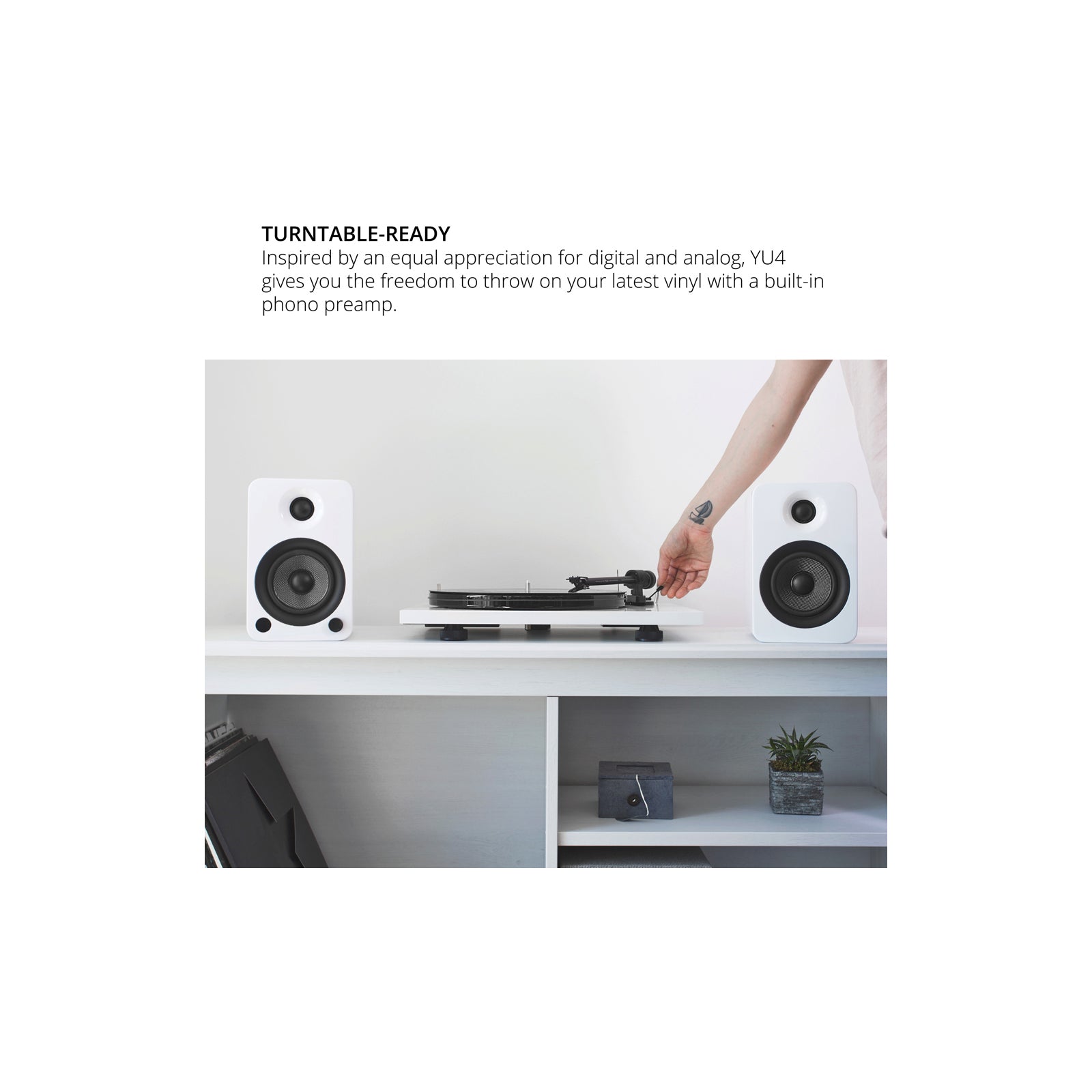 Kanto YU4 Powered Bookshelf Speakers With Bluetooth Matte White