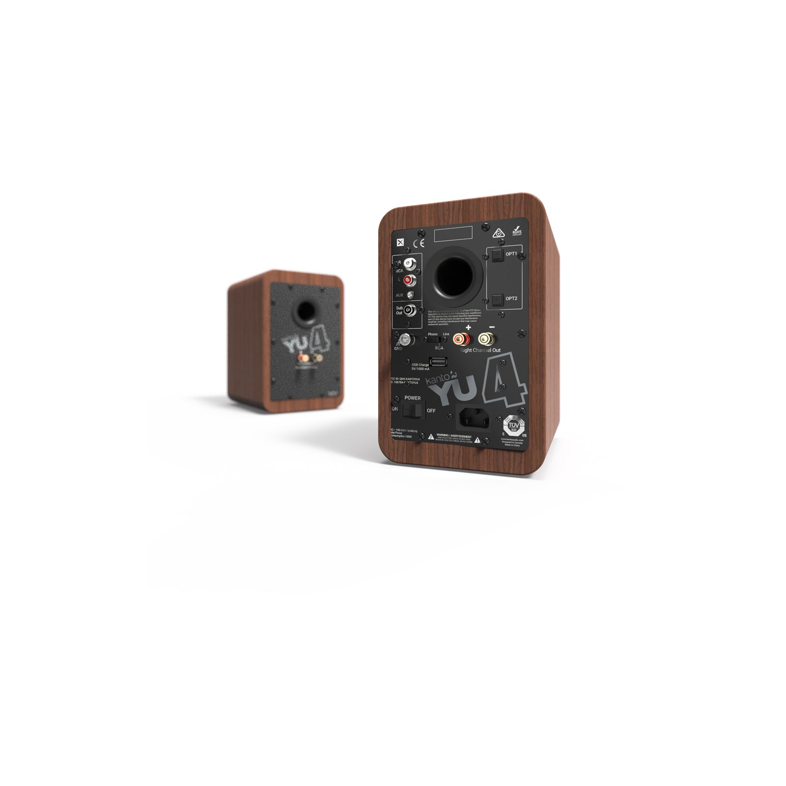 Kanto YU4 Powered Bookshelf Speakers With Bluetooth Walnut