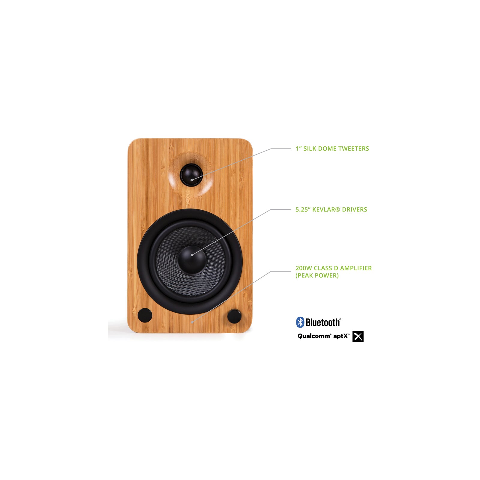 Kanto YU6 Powered Bookshelf Speakers With Bluetooth Bamboo