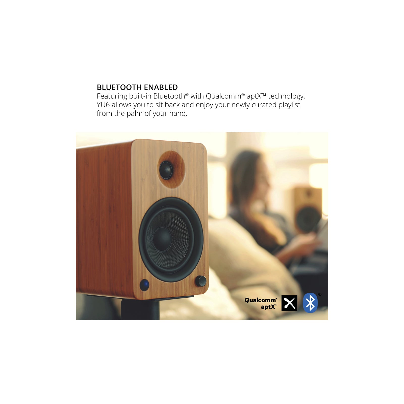 Kanto YU6 Powered Bookshelf Speakers With Bluetooth Bamboo