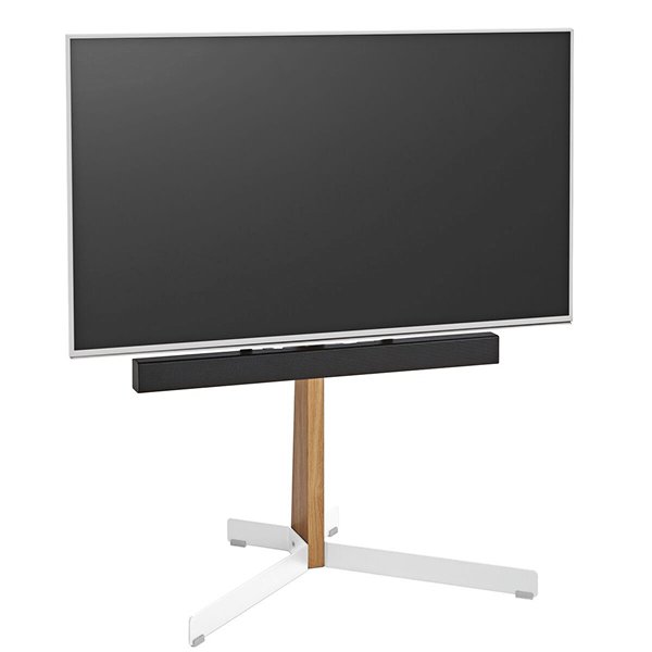 Vogels TVS3695W Comfort Series Display Floor Stand 40-77 inch Stand Turn - Oak & White Steel